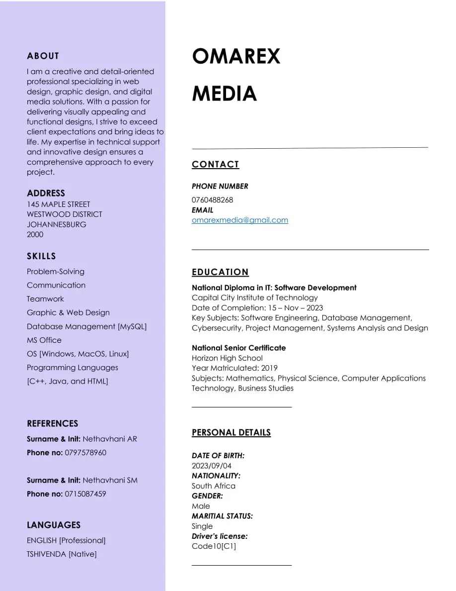 CV [Omarex Media]