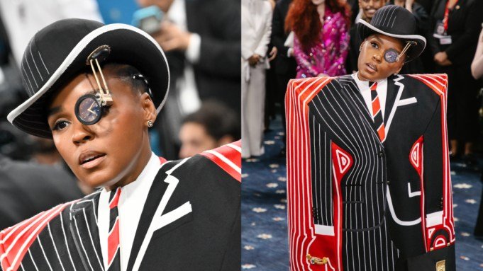 Janelle Monáe Creates Daring Optical Illusion in Custom Thom Browne x Paul Tazewell Look at the 2025 Met Gala