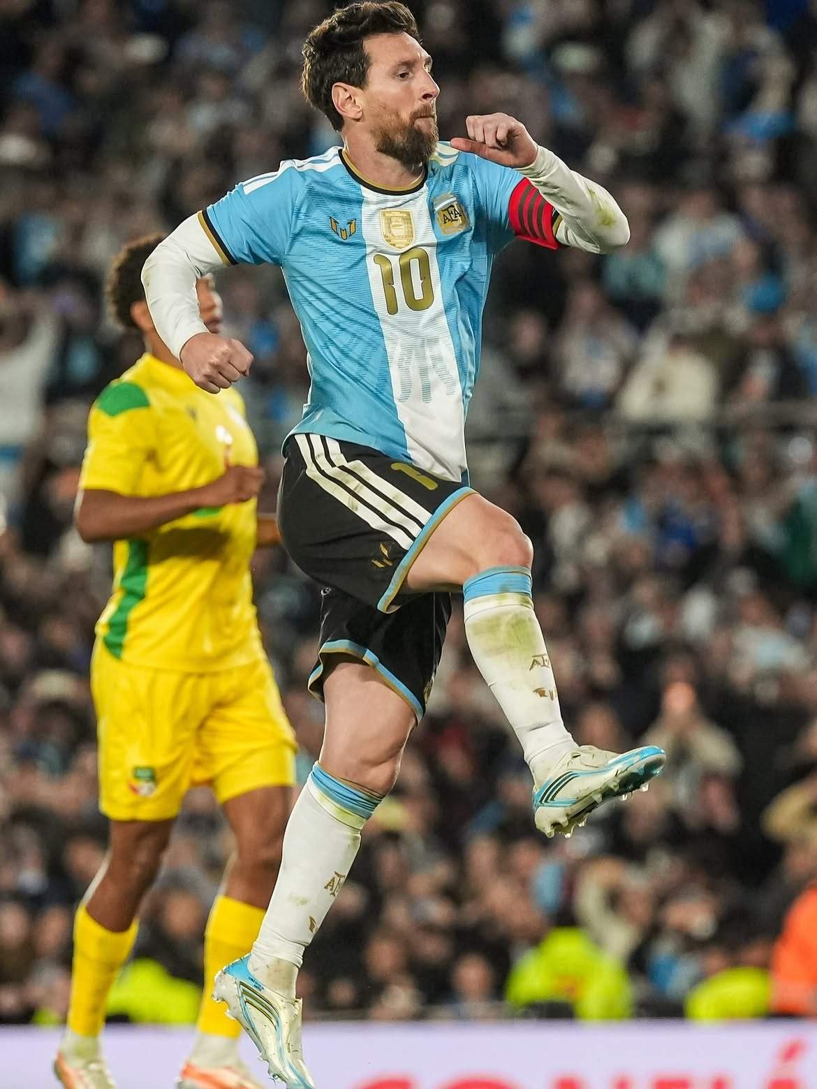 Lionel Messi celebrates during his final Argentina appearance