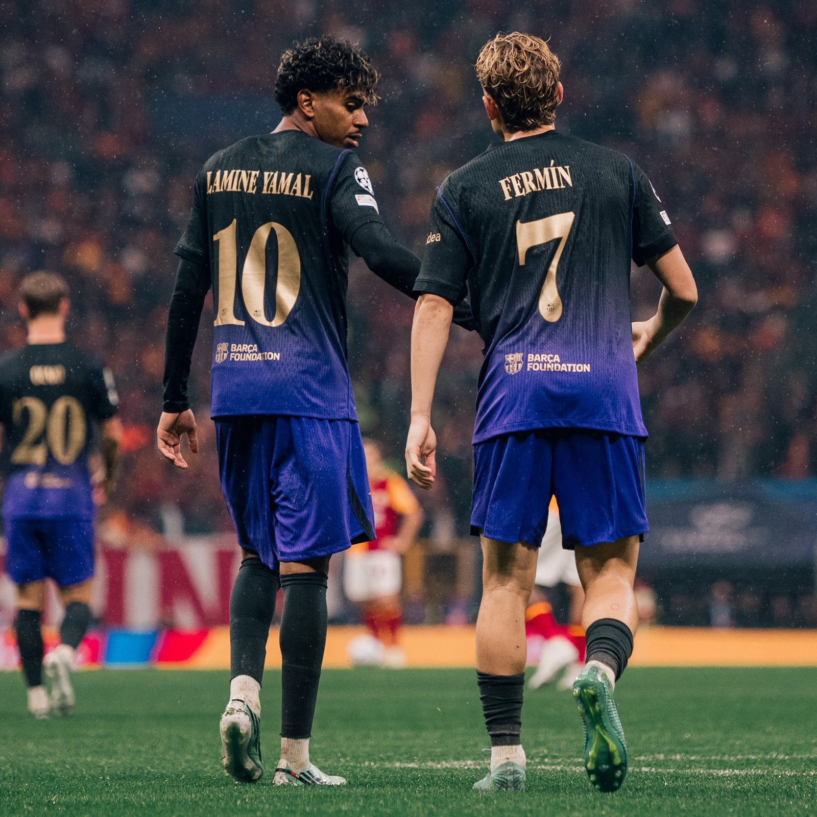 FC Barcelona squad celebrating together after a victory