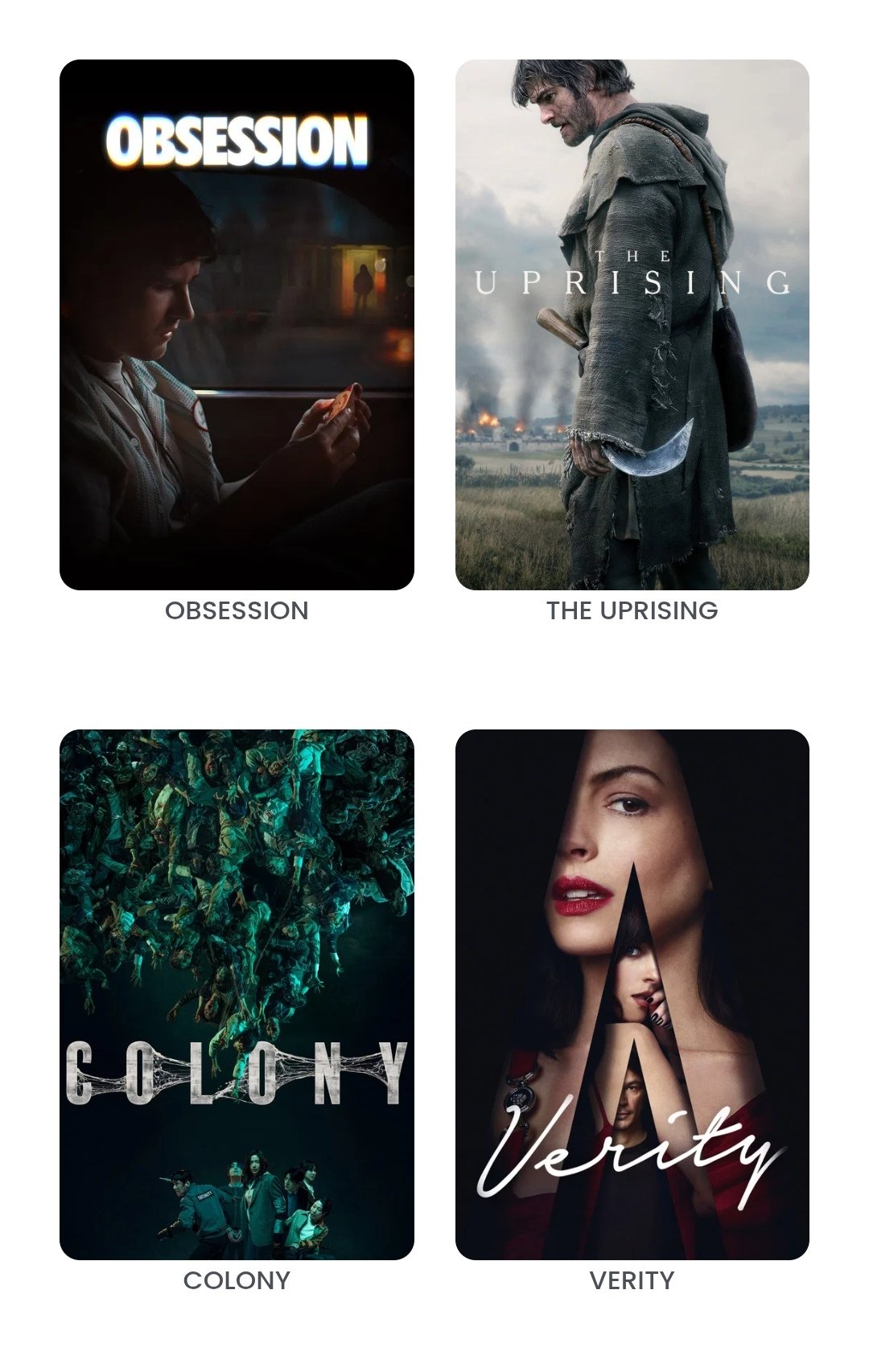 Cinema and streaming watchlist featuring upcoming films and television series